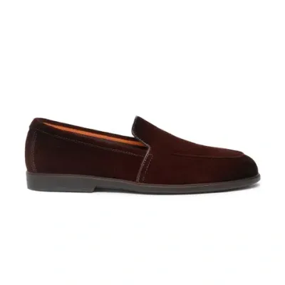 Santoni Men's Burgundy Suede Loafer