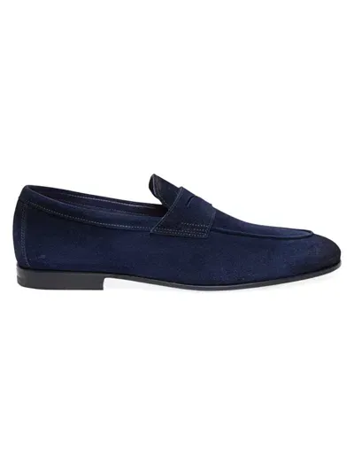 Santoni Men's Carlos Suede Penny Loafers In Blue