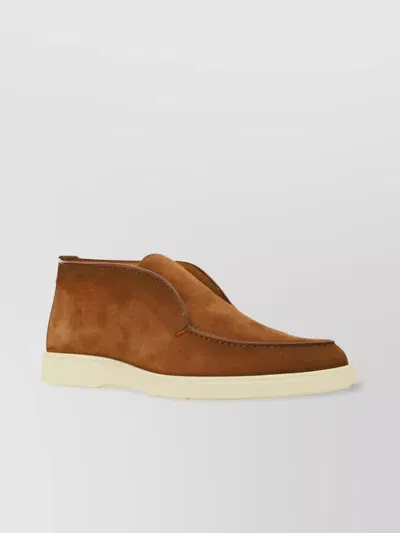 Santoni Suede Detroit Slip-on Sneakers In Brown