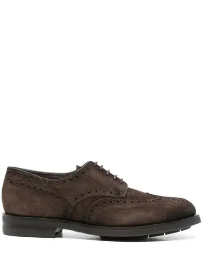 Santoni Suede Brogues In Brown