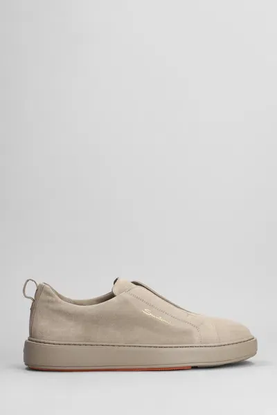 Santoni Victory Sneakers In Taupe Suede