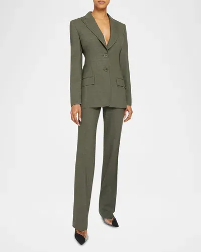 Santorelli Erinca Single-breasted Stretch Wool Blazer In Deep Sage