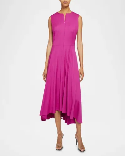 Santorelli Madison Sleeveless Zip-front Midi Dress In Magenta