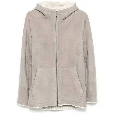 Santoro Leather Outerwears In Grey