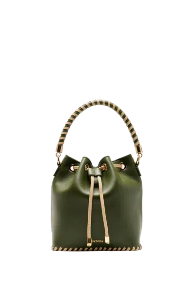 Saonara Bucket Army Green/cream Skin In Brown