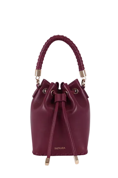 Saonara Mini Bucket Berry Leather In Burgundy