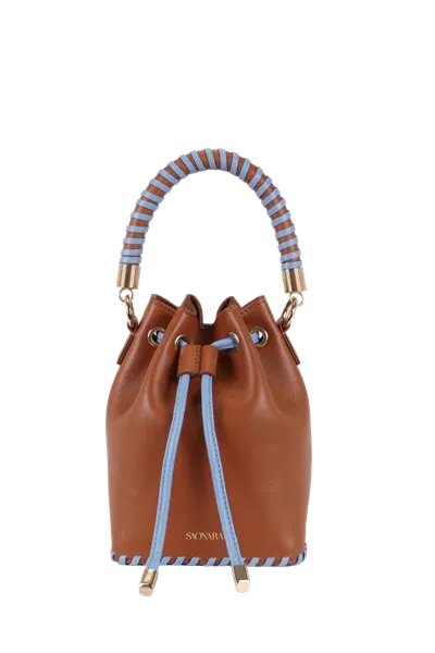 Saonara Mini Bucket Caramel / Blue Sky Leather In Brown