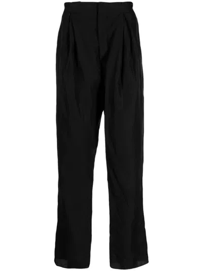 Sapio Pleat-detail Straight-leg Trousers In Black