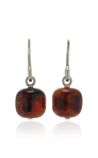 Sapir Bachar Sterling Silver Amber Earrings In Brown