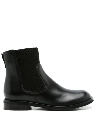 Sarah Chofakian Corbeau Leather Ankle Boots In Black