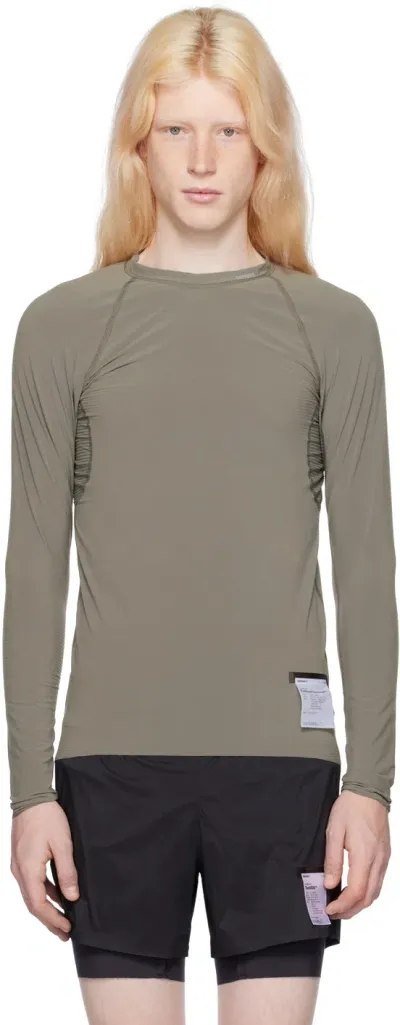 Satisfy Taupe Base Layer Long Sleeve T-shirt In Dark Natural