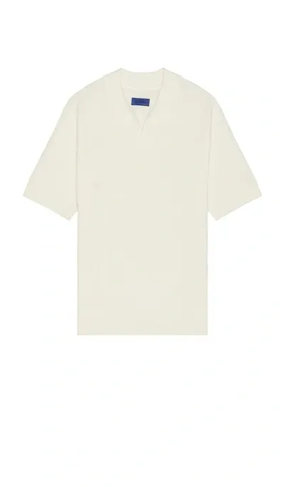 Saturdays Surf Nyc Alex Merino Wool Open Placket Polo In Ivory