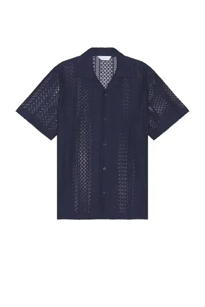 Saturdays Surf Nyc Canty Cotton Lace Shirt In Navy