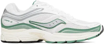 Saucony Unisex Progrid Omni 9 Ivory Green Trainers In Green Fabric