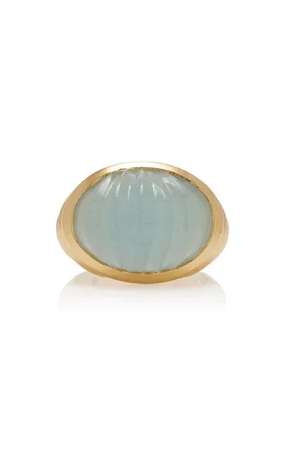 Sauer Yam 18k Yellow Gold Aquamarine Ring In Blue