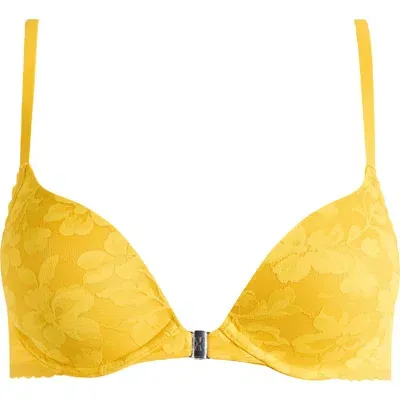 Savage X Fenty Front Closure Lace Push-up Bra In Topaz Yellow