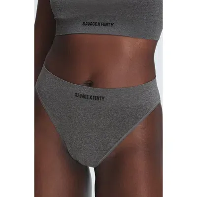 Savage X Fenty Seamless High Waist Bikini Briefs In Platinum Grey