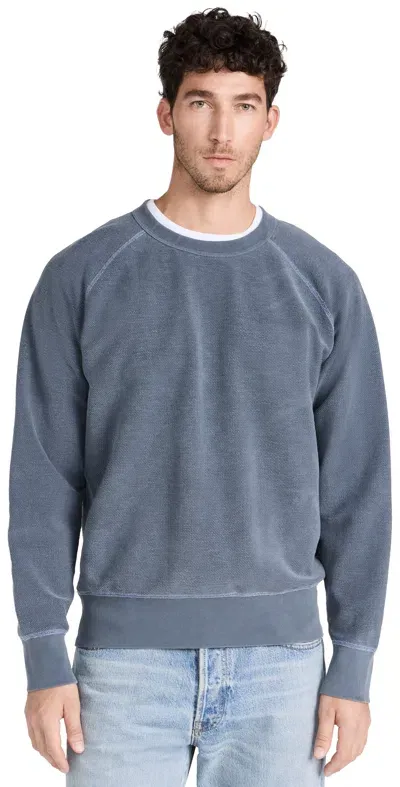 Save Khaki Twillback Terry Reversible Crew Sweatshirt Navy