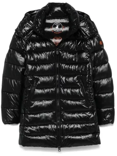 Save The Duck Marjorie Long Padded Jacket In Black