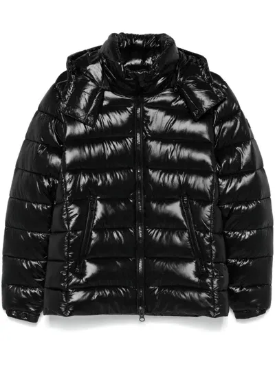 Save The Duck Florian Lacquered Effect Hooded Puffer Jacket In Black