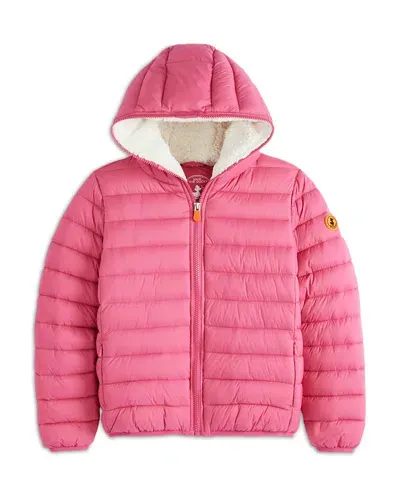 Save The Duck Girls' Leci Hooded Puffer Jacket - Little Kid, Big Kid In Gem Pink