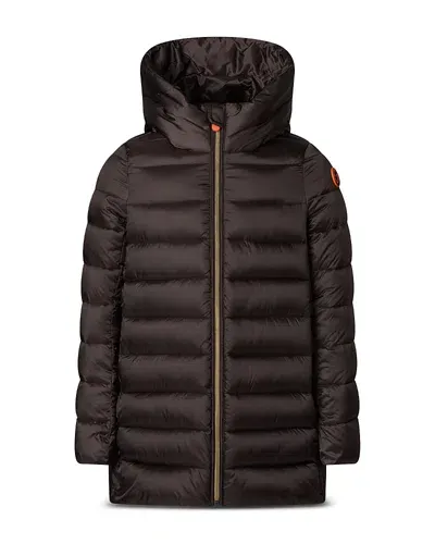 Save The Duck Girls' Oriana Hooded Puffer Jacket - Little Kid, Big Kid In Brown Black