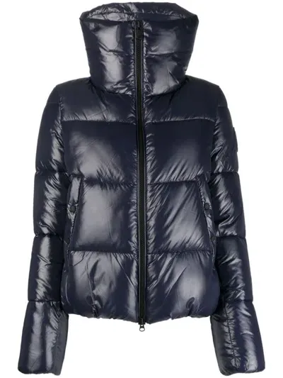 Save The Duck Isla Water Repellent Puffer Coat In Blue Black