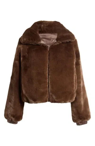 Save The Duck Jeon Wind & Water Resistant Reversible Faux Shearling & Recycled Polyester Puffer Jack In Teddy Brown