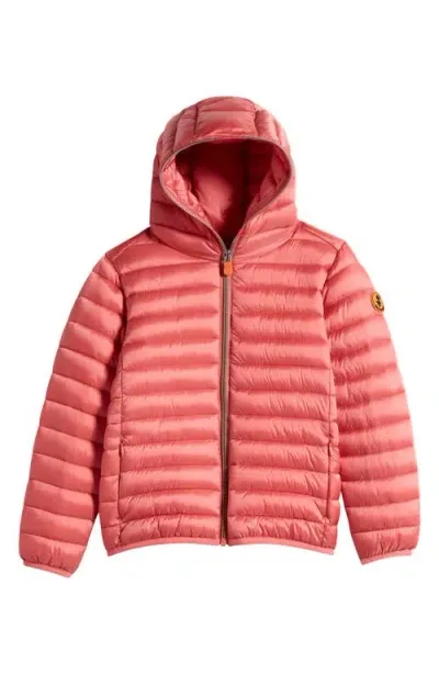 Save The Duck Kids' Iris Shiny Hooded Puffer Jacket In Bloom Pink