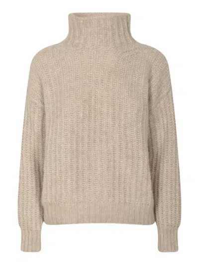 Saverio Palatella Wide Turtleneck Knit Pullover In Neutral