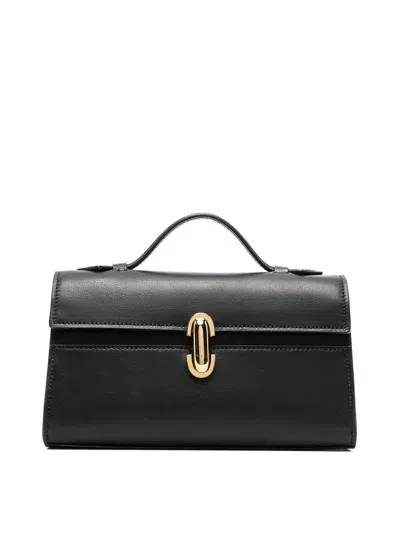 Savette Symmetry Pochette Leather Tote In Black