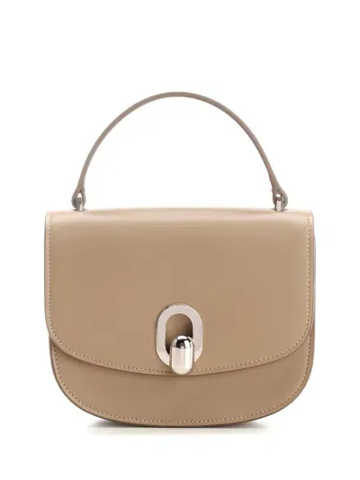 Savette Mini Tondo Leather Handbag In Beige