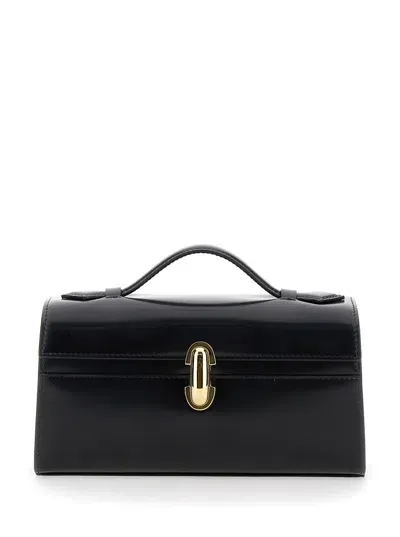 Savette Symmetry Brushed Leather Pochette In Black