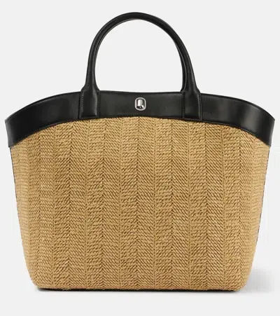 Savette Tondo Large Leather-trimmed Raffia Tote Bag In Brown