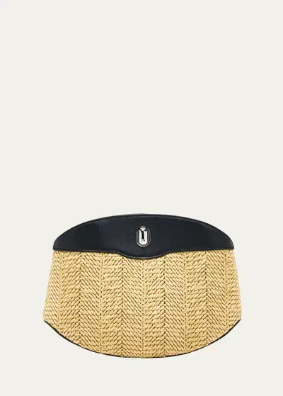 Savette Tondo Raffia And Leather Crossbody Bag In Black