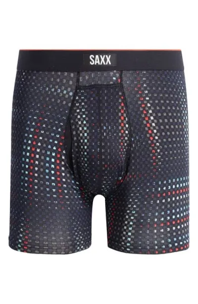 Saxx Mesh Boxer Briefs In Optic Grid-black