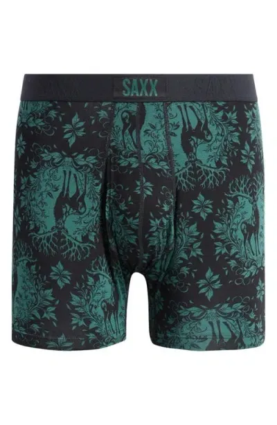 Saxx Ultra Super Soft Relaxed Fit Boxer Briefs In Deer Damask-black