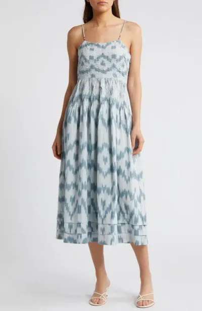 Saylor Adalene Cotton Ikat Sundress In Indigo