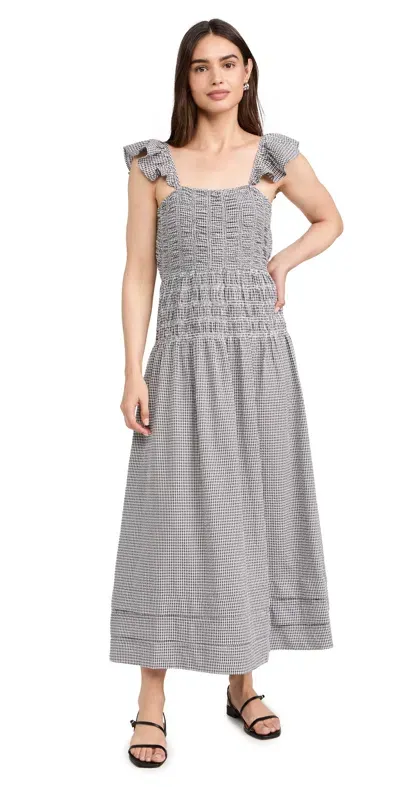 Saylor Adalene Gingham Midi Dress Charcoal