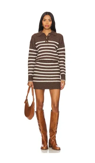 Saylor Brynda Dress In Brown & Creme