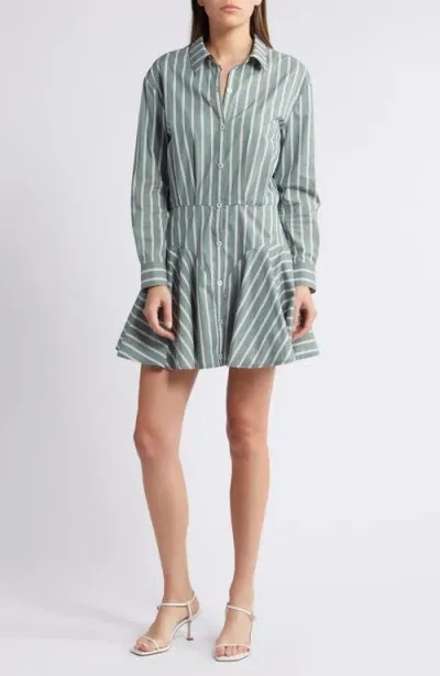 Saylor Naeem Stripe Long Sleeve Shirtdress In Juniper