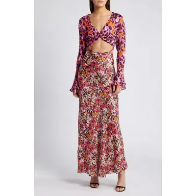 Saylor Vianne Long Sleeve Cutout Maxi Dress In Orchid