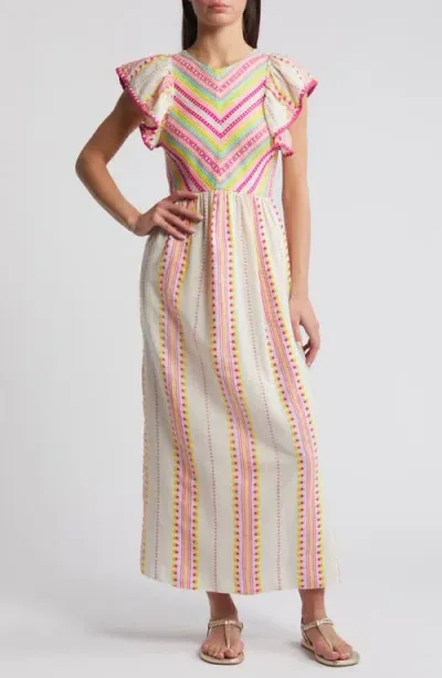 Saylor Zhenya Tie Back Maxi Dress In Neon Multi