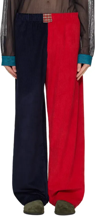 Sc103 Ssense Exclusive Red & Navy Courrier Trousers In Team