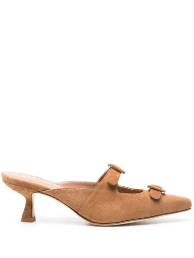 Scarosso 55mm Liz Suede Mules In Neutrals