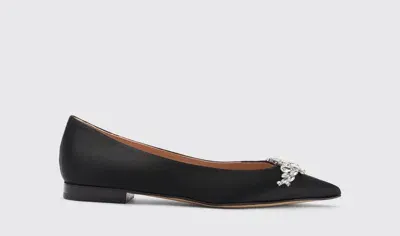 Scarosso Iris Black Satin - Woman Ballerinas Black In Black - Silk