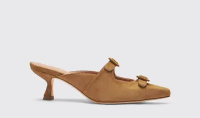 Scarosso 55mm Liz Suede Mules In Tan - Suede