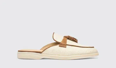 Scarosso Lucrezia Tassel Raffia Mules In Beige - Straw