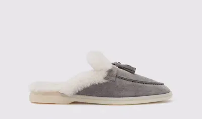 Scarosso Lucrezia Fur Grey Suede - Woman Mules Grey In Grey - Suede Fur