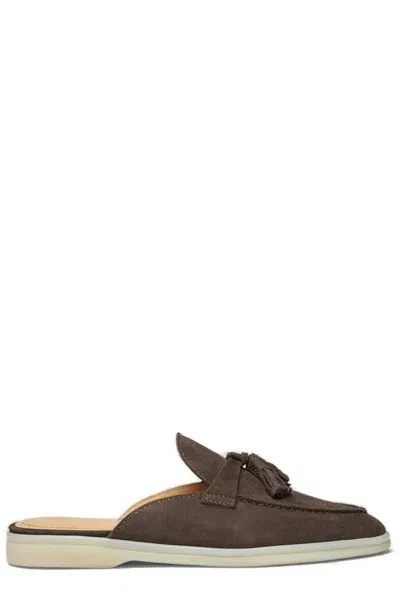 Scarosso Lucrezia Tassel-detail Suede Mules In Brown